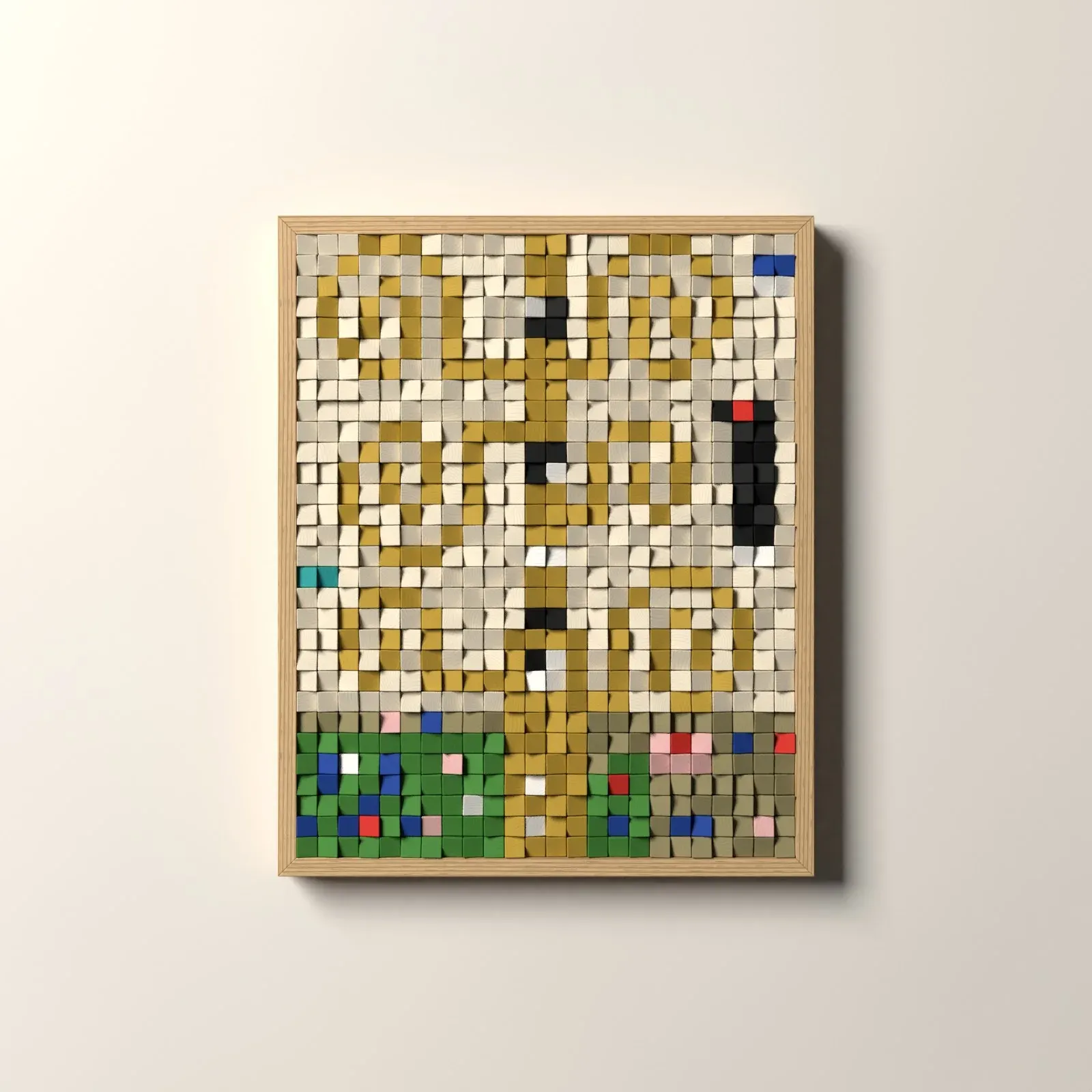 L’Arbre de vie, rendu 3D du tableau en cubes de bois