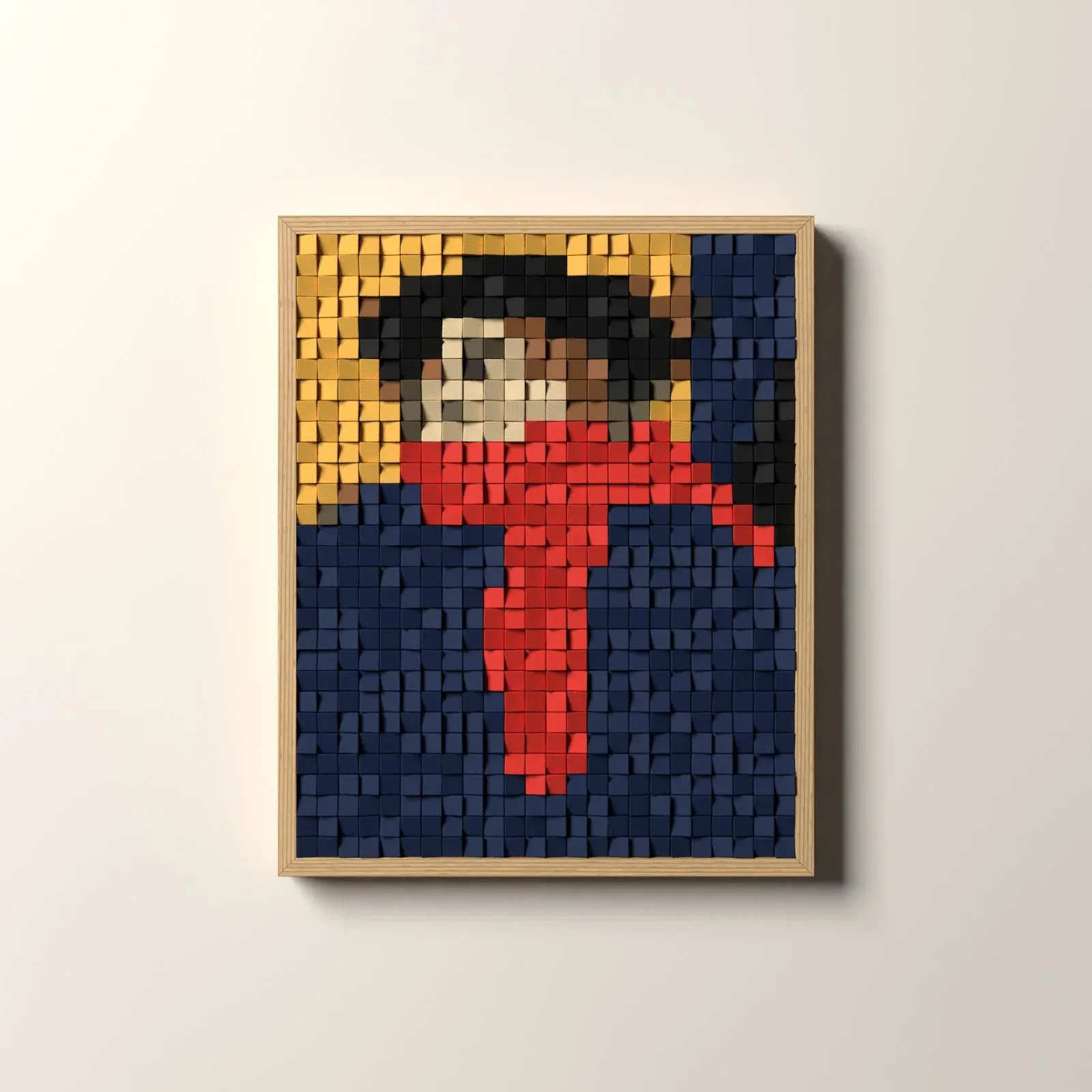 Aristide Bruant dans son cabaret, rendu 3D du tableau en cubes de bois