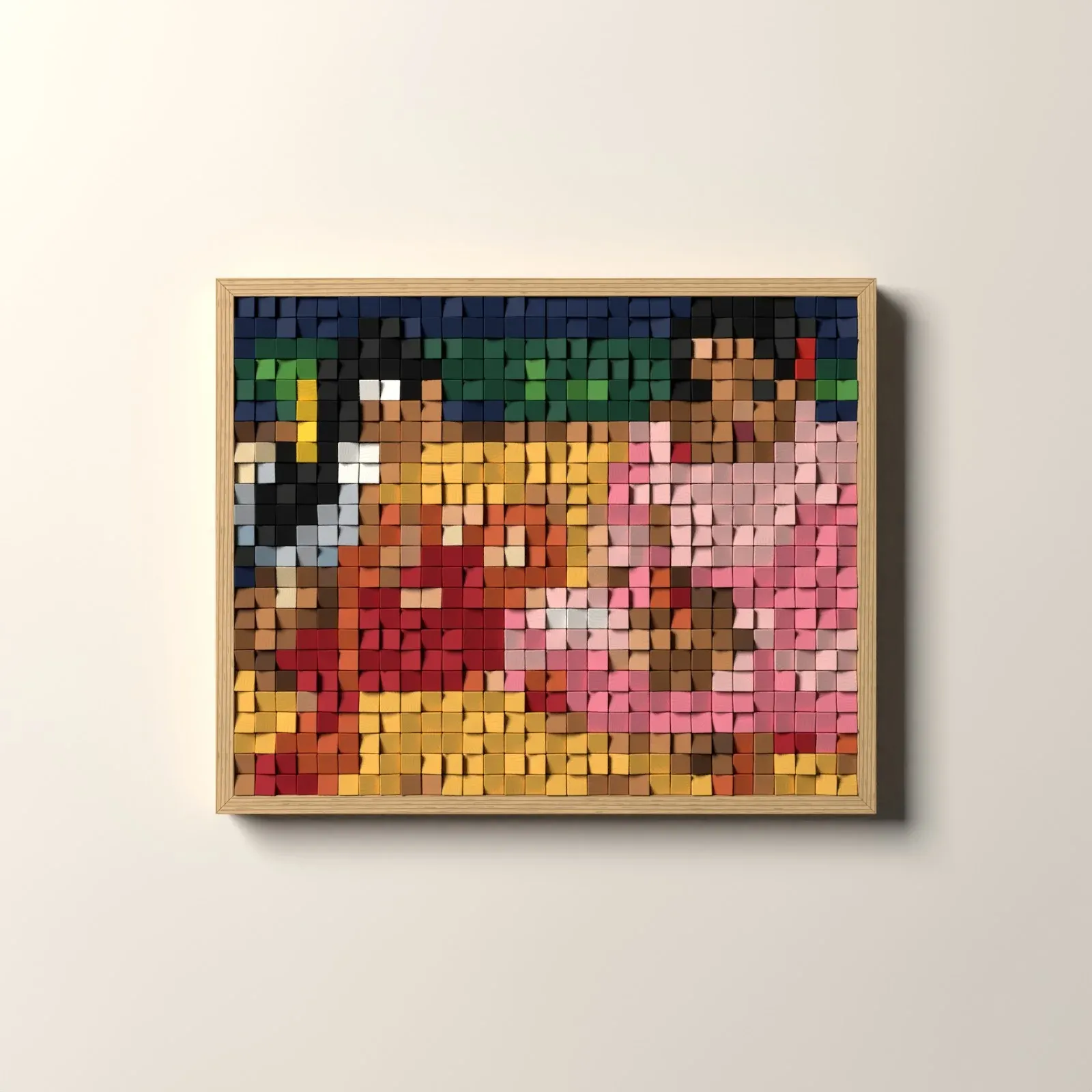 Femmes de Tahiti, rendu 3D du tableau en cubes de bois