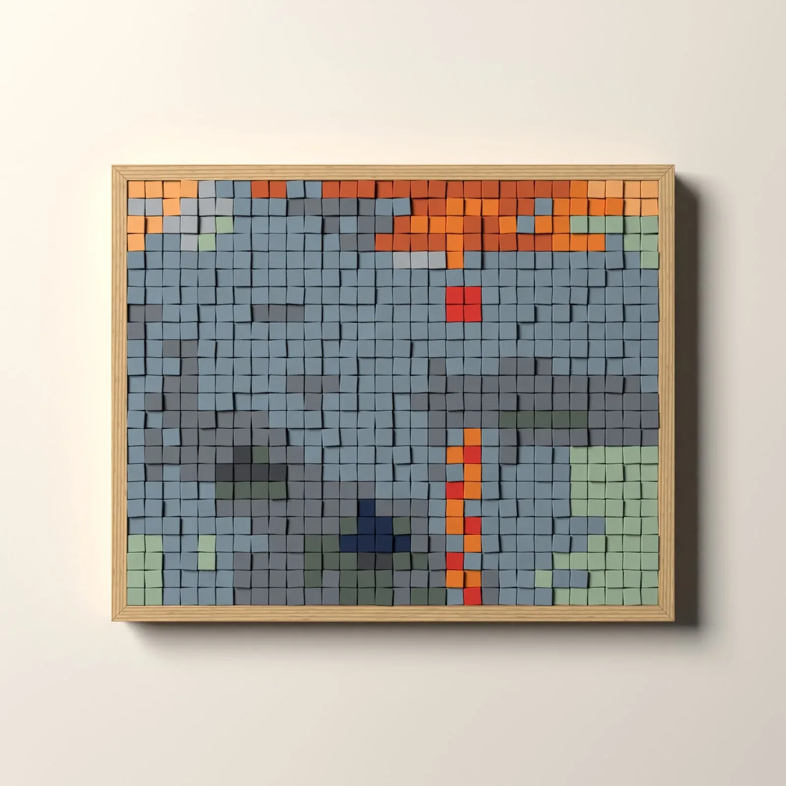 Impression, soleil levant, rendu 3D du tableau en cubes de bois