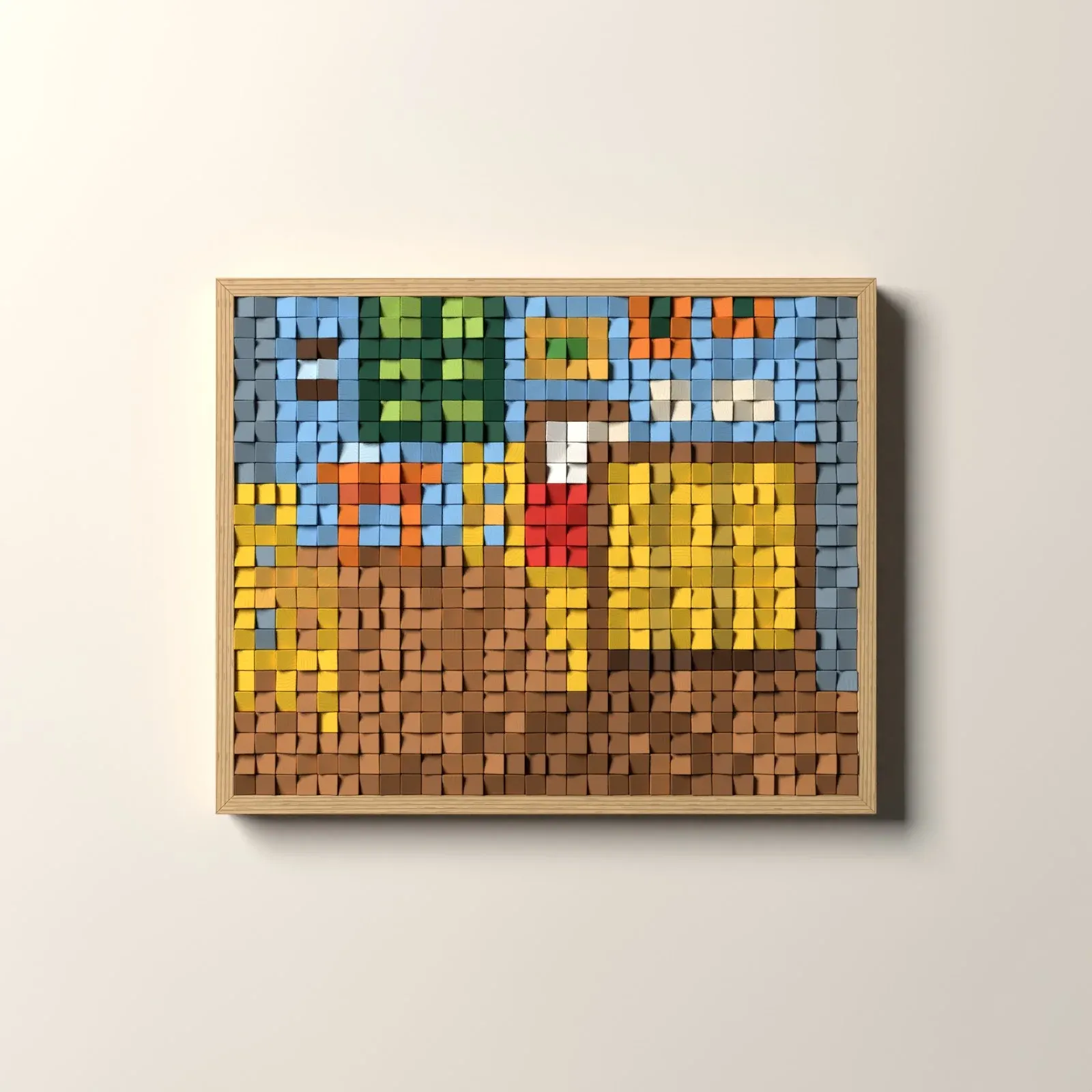 La Chambre à Arles, rendu 3D du tableau en cubes de bois