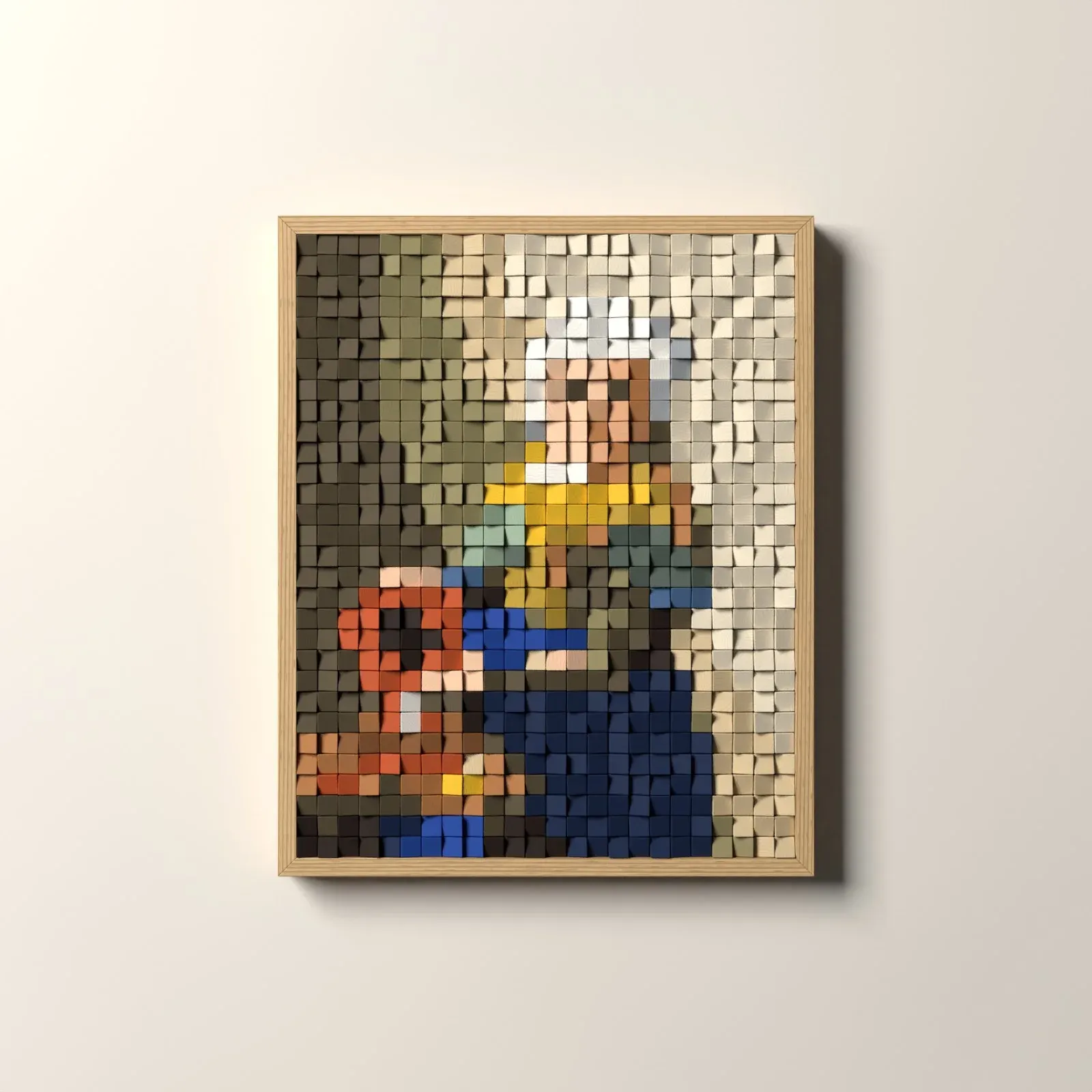 La Laitière, rendu 3D du tableau en cubes de bois