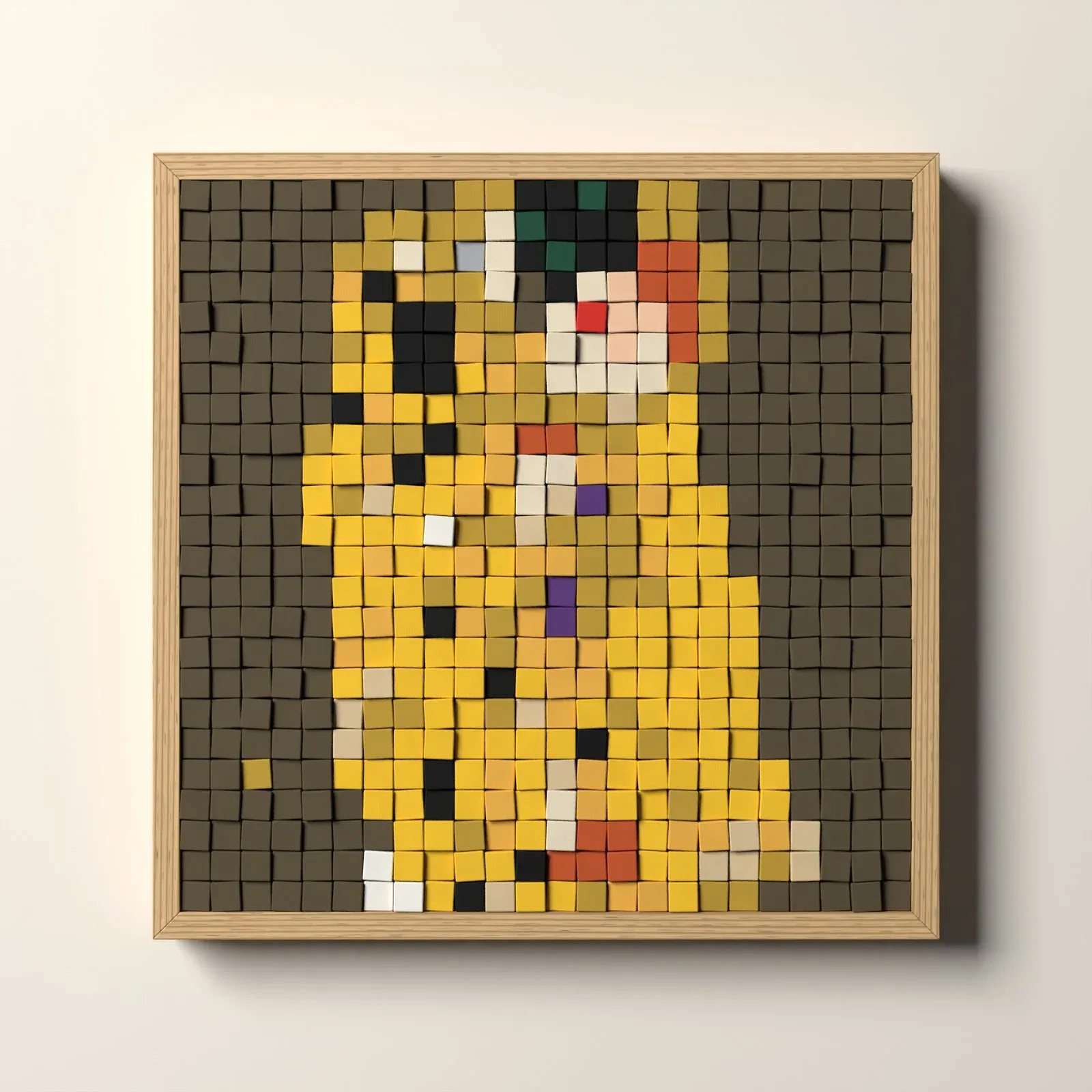 Le Baiser, rendu 3D du tableau en cubes de bois