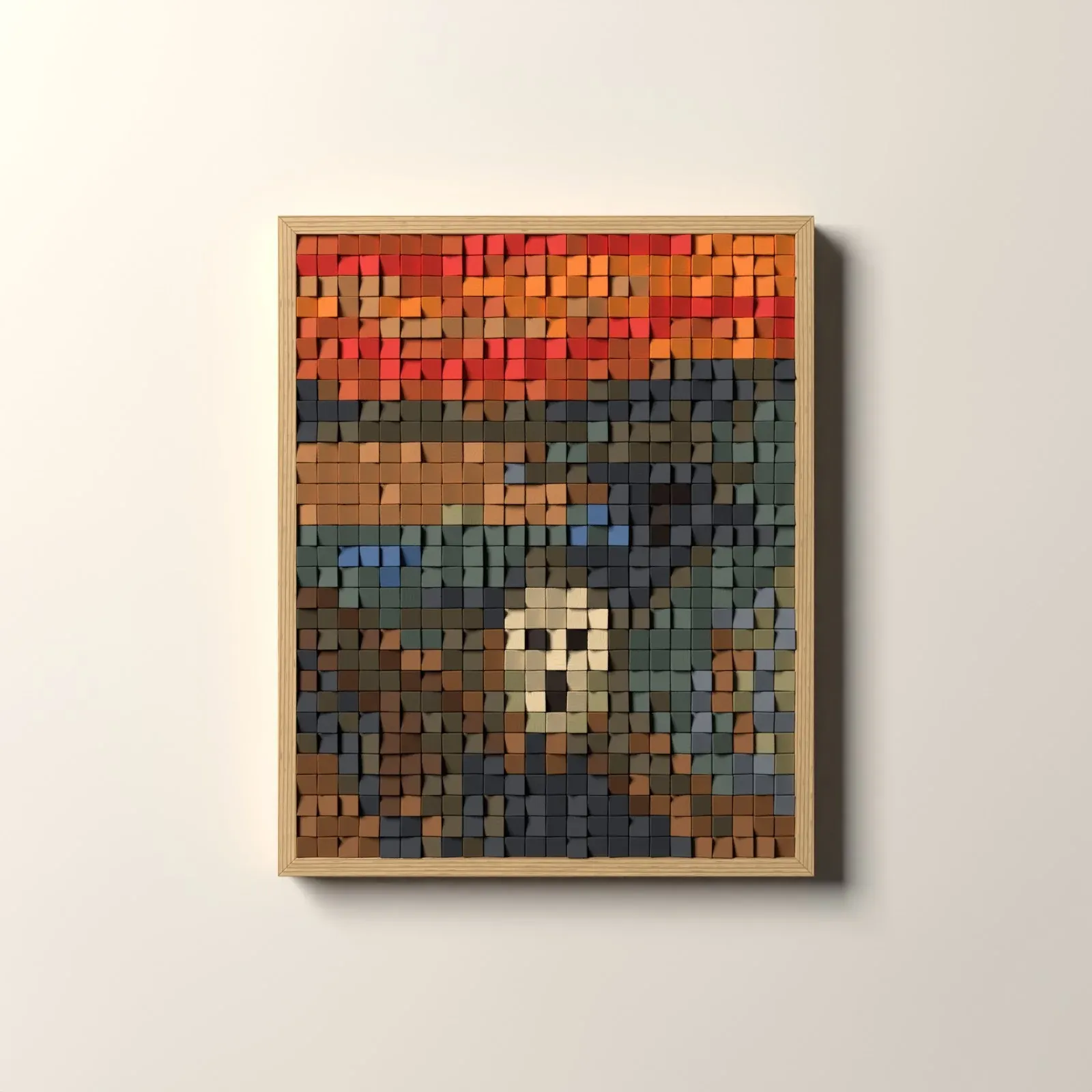 Le Cri, rendu 3D du tableau en cubes de bois